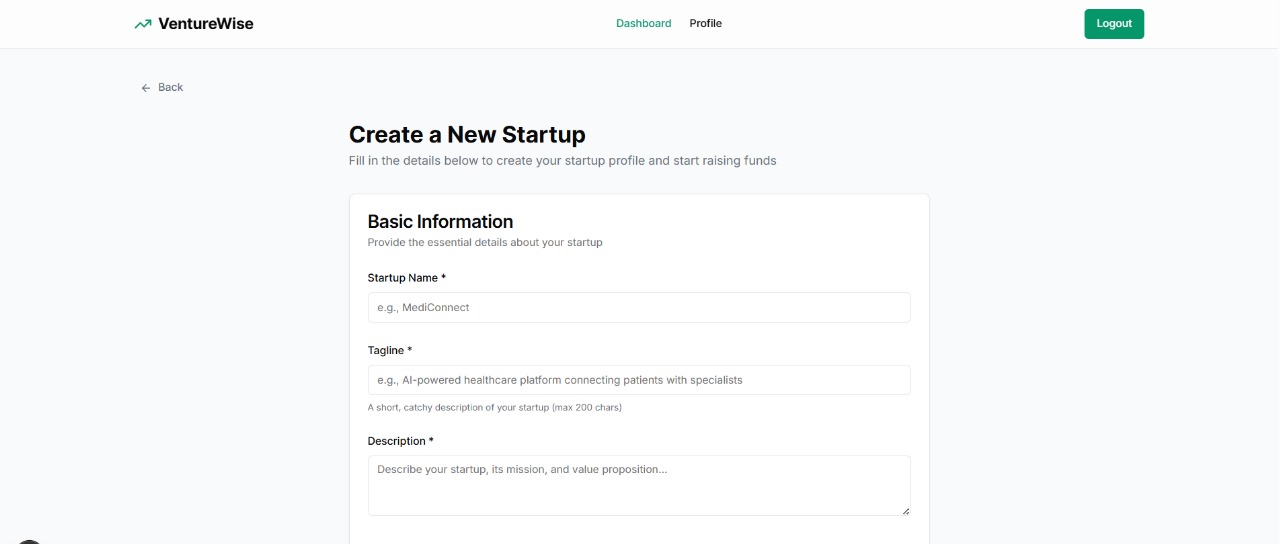 Create Startup Form
